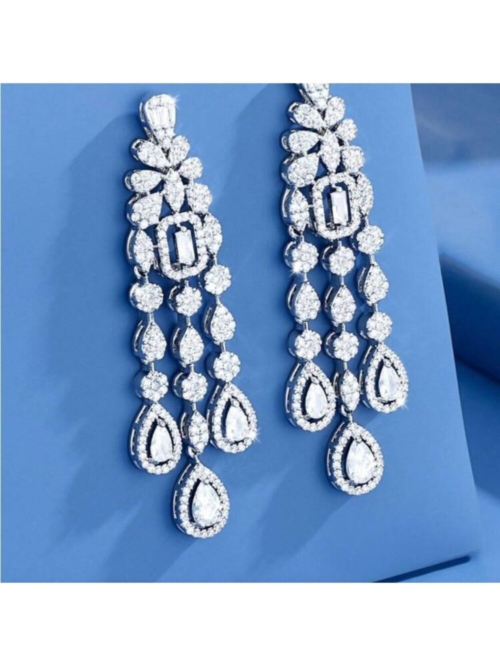 Crystal drop Earrings Q579 - Picture 2 of 5